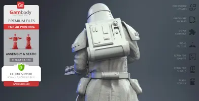3D model of a Snowtrooper from Star Wars, detailed armor and backpack, for 3D printing.