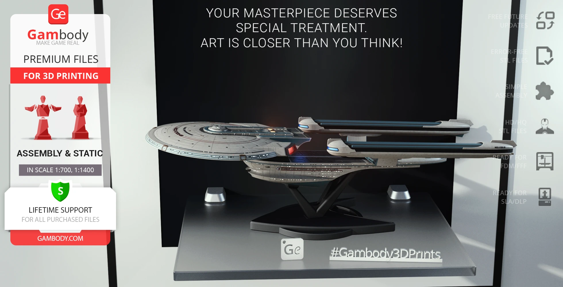 thumbnail image 2 of 3D Printed Star Trek USS Enterprise NCC-1701 Replica With Display Stand - Uthinkitsolutions 2 of 6