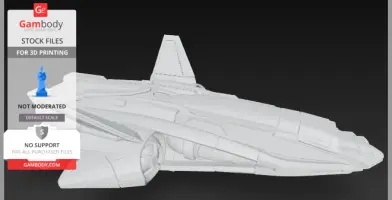 A sleek, futuristic spacecraft model for 3D printing, showcasing aerodynamic design and intricate details.