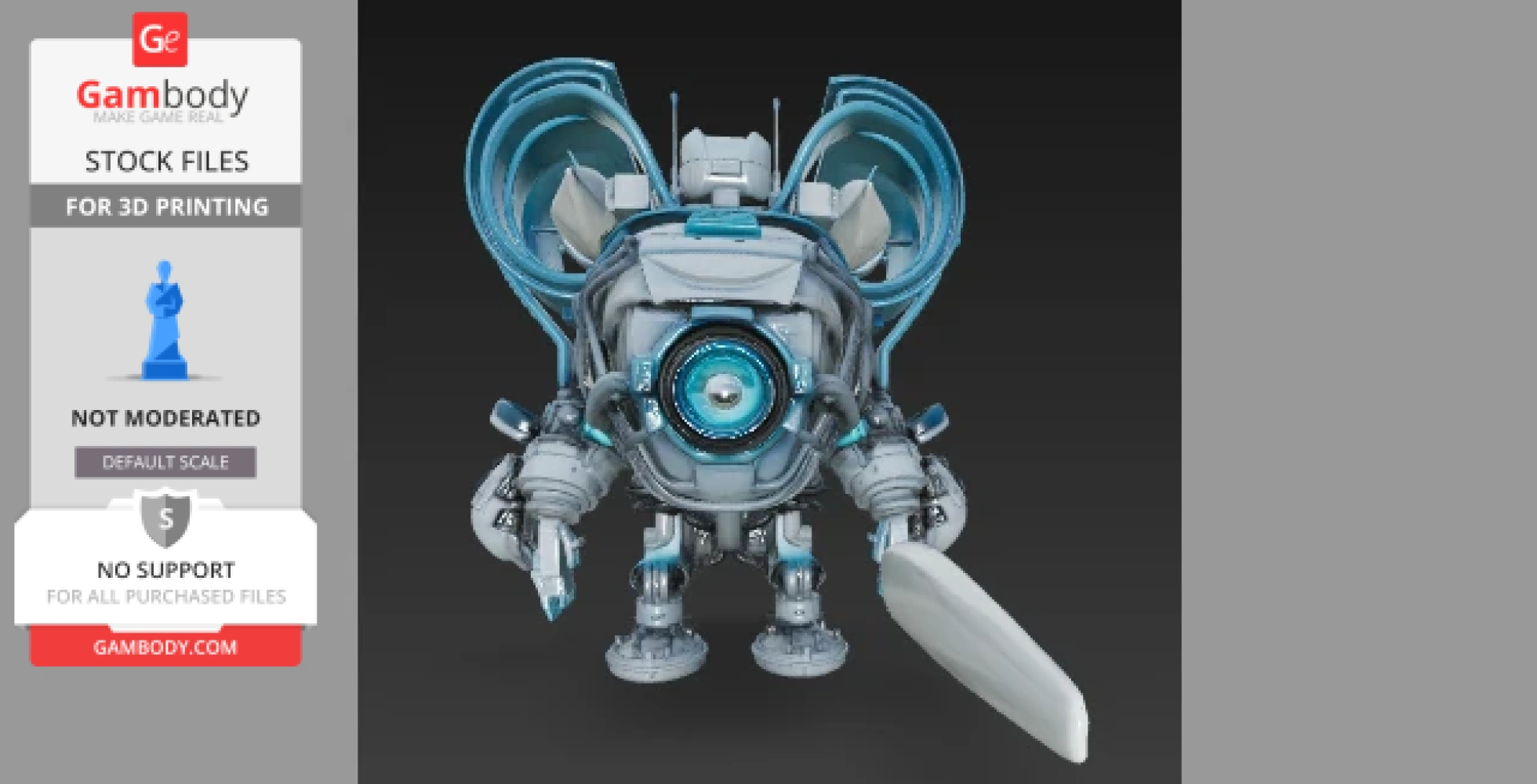 Futuristic, detailed mechanized armor with glowing blue accents and intricate components.