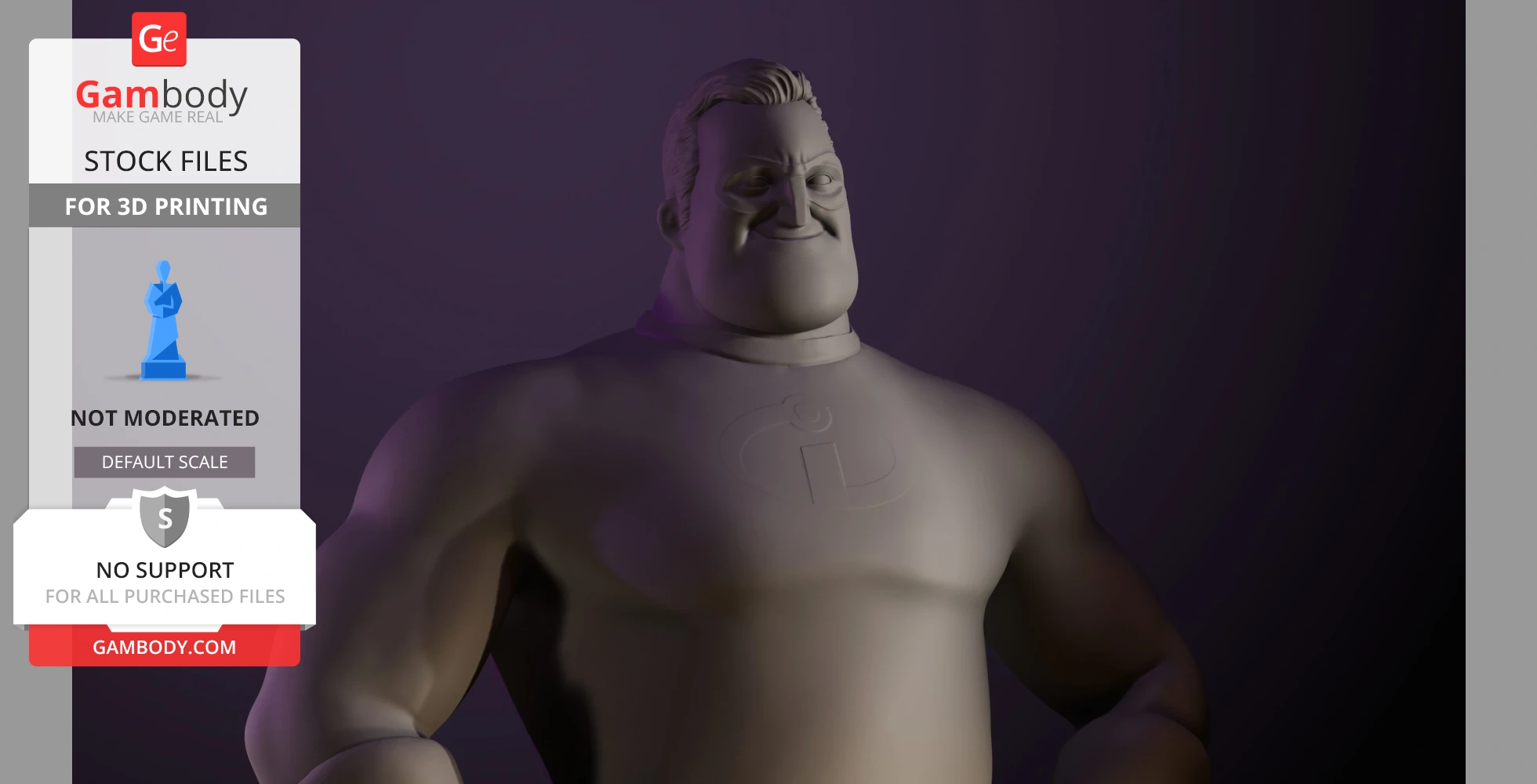 3D model of a superhero with a muscular build, striking a confident pose.