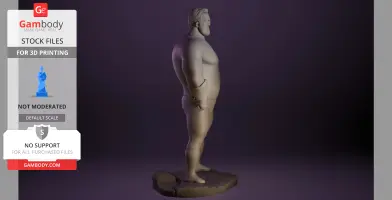 3D model of a muscular superhero in a side pose on a round base, suitable for 3D printing.