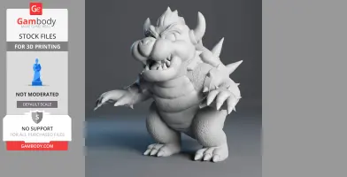 3D model of Bowser from Super Mario, standing with a fierce expression and spiked shell.