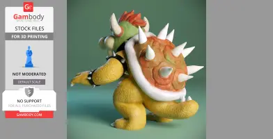 3D model of Bowser from Super Mario, featuring a spiked shell and detailed textures.