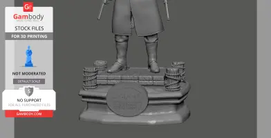 A 3D model of a cowboy figure's lower half on a detailed base with 'Red Dead Redemption II' inscription.