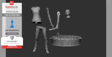 Disassembled 3D model of a character holding a knife, with a detailed base labeled 'The Last of Us'.