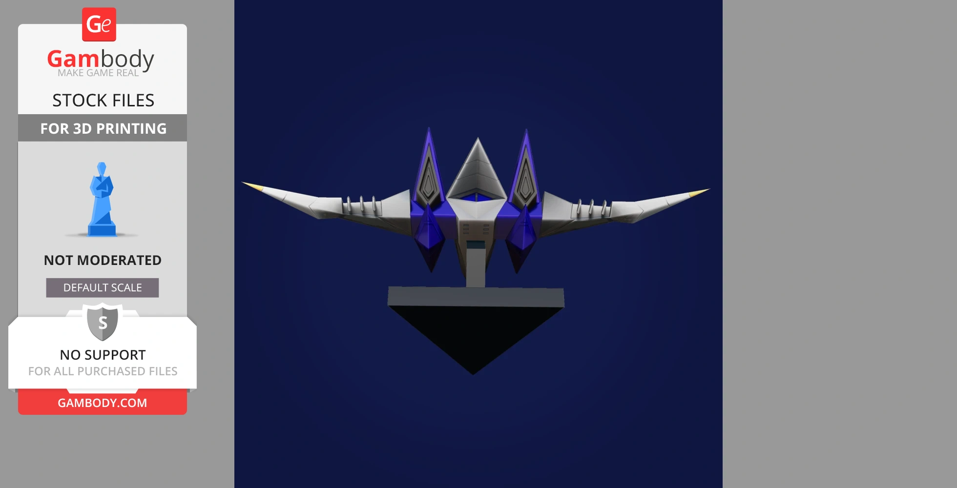 A sleek, futuristic spacecraft model with sharp wings and pointed nose, designed for 3D printing.