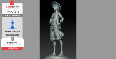 Young character in a hat, open shirt, and shorts, standing confidently on a base, suitable for 3D printing.