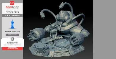 Diorama with a character and a large mechanical creature, featuring details from Jak 3, for 3D printing.