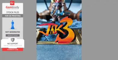 'Jak 3' logo in red-orange hues with a blurred character model in the background.