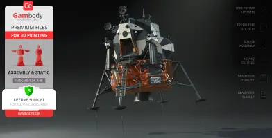 Apollo 11 Lunar Module Eagle 3D model, detailed with landing gear and lunar texture.