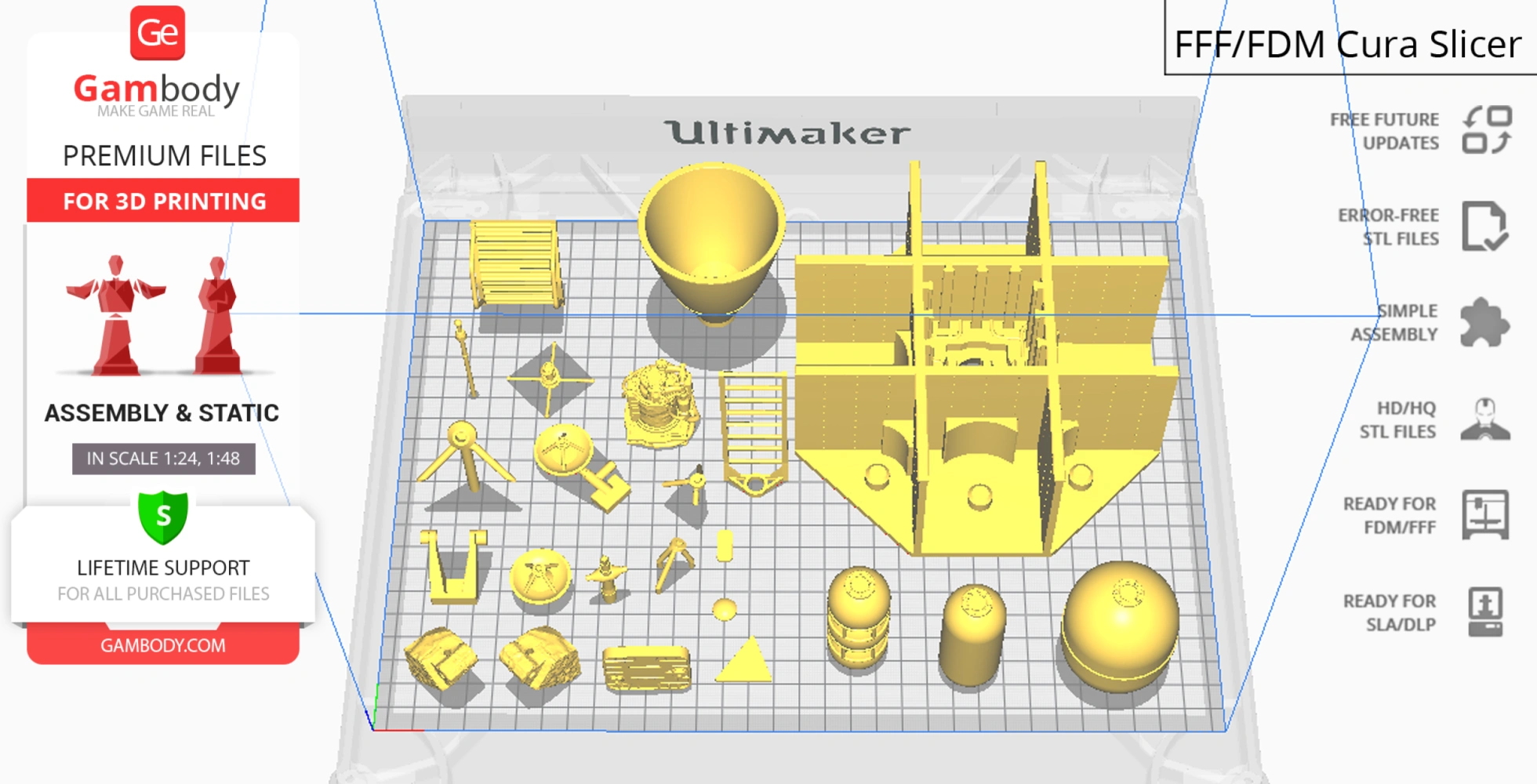 Apollo 11 Lunar Module Eagle parts arranged for 3D printing on a grid layout.