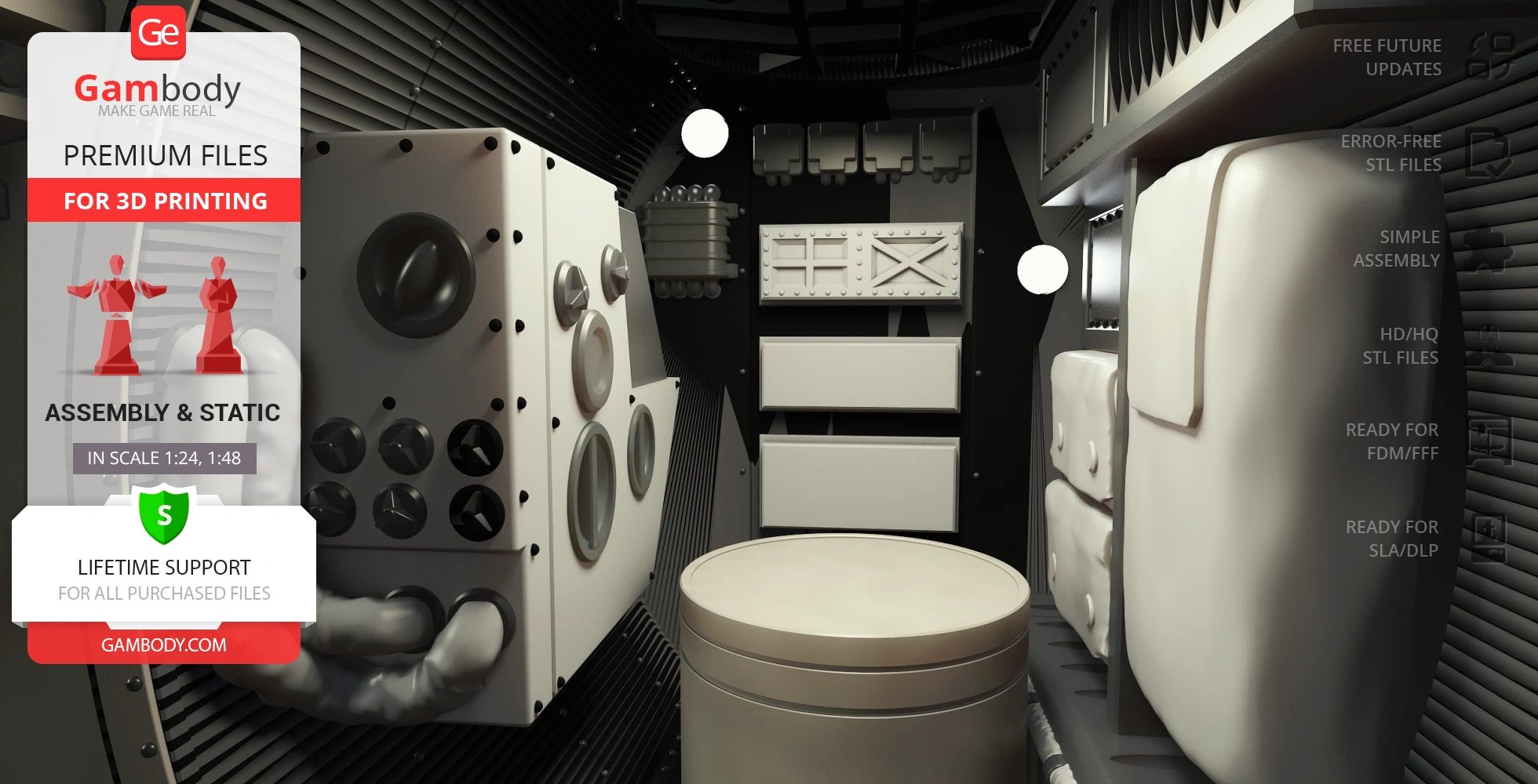 Detailed 3D model of Apollo 11 Lunar Module interior, showing panels and equipment.