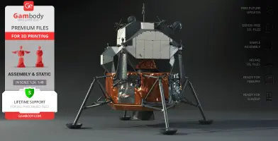 3D model of Apollo 11 Lunar Module 'Eagle' with detailed landing gear for printing.