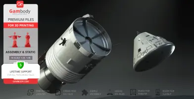 Apollo 11 Command Module 3D model for printing, showing detailed exterior features and design.