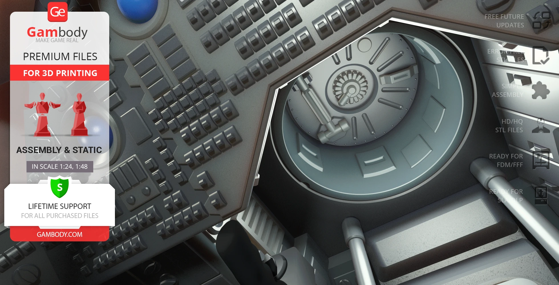 Close-up of the Apollo 11 Command Module 3D model interior, showcasing the control panel and hatch.