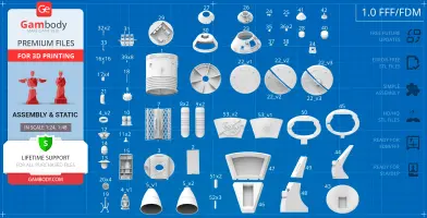 A set of STL files showing disassembled 3D printable parts of the Apollo 11 Command Module Columbia.