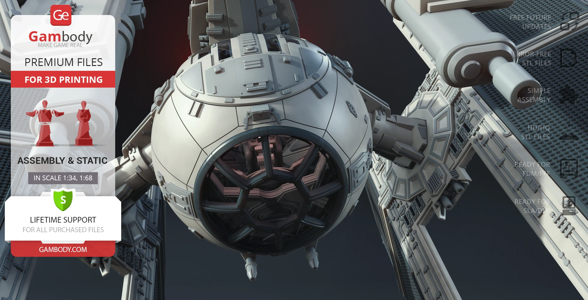 Detailed 3D model of a TIE Defender Starfighter from Star Wars, designed for 3D printing.