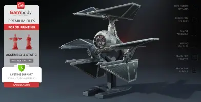 A detailed 3D model of a TIE Defender Starfighter from Star Wars, ready for 3D printing.