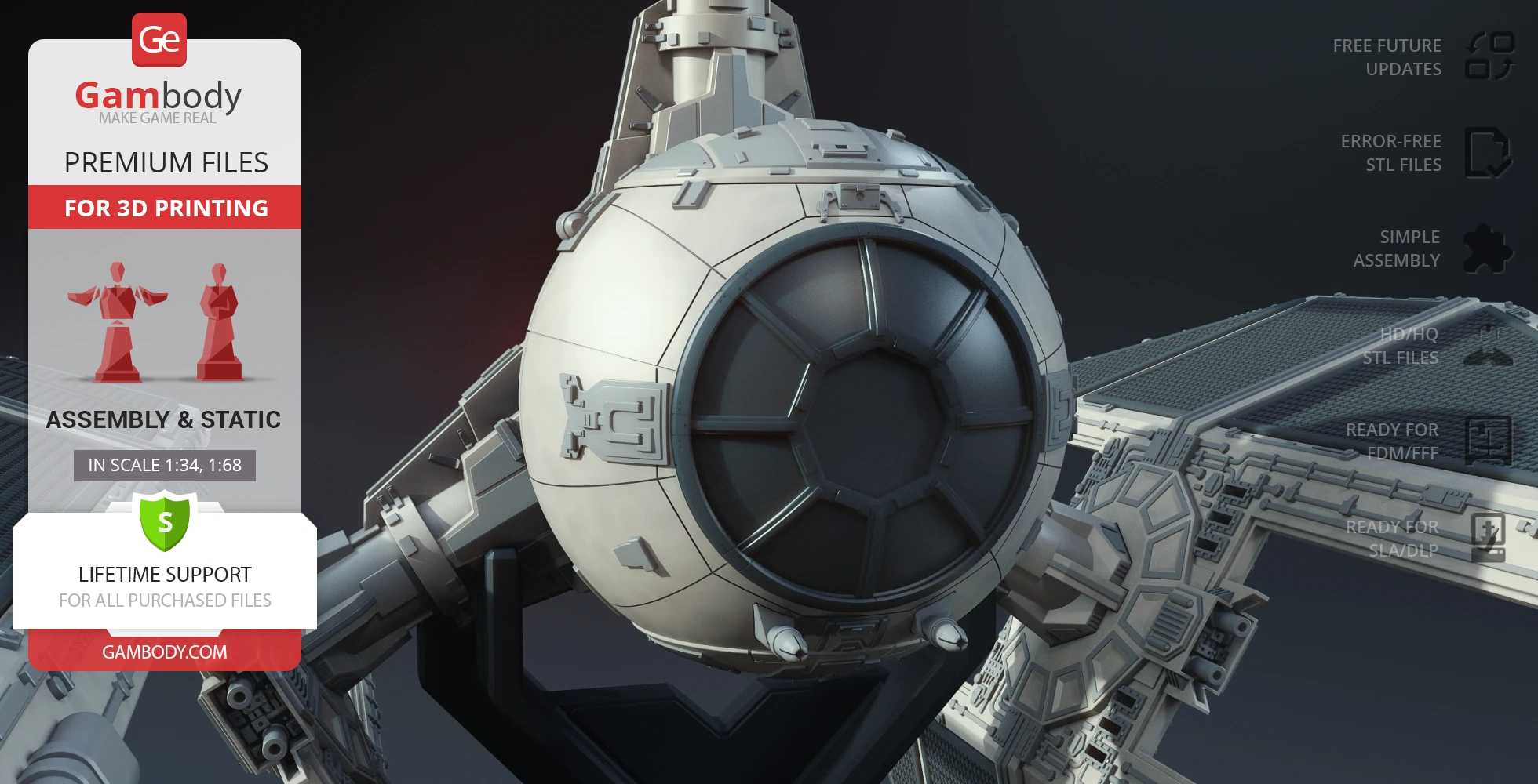 3D model of TIE Defender Starfighter from Star Wars, showcasing detailed cockpit and wing design.