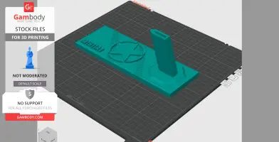 3D model of a WWII-themed pistol stand with a star emblem and '1911' text, ready for 3D printing.