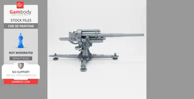 3D model of a German 88mm Flak 18 anti-aircraft gun, shown on a stable base.