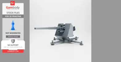 Model of a German 88mm Flak 18 anti-aircraft gun, displayed on a platform for 3D printing.