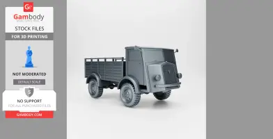 3D model of a WW2 Belgium Army Truck FN63c, designed for 3D printing, displayed in grayscale.