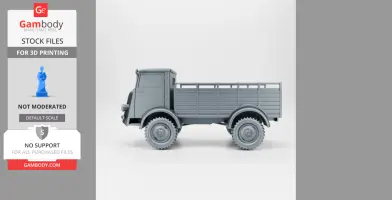 3D model of a World War II Belgium Army truck, FN63c, side view for 3D printing.