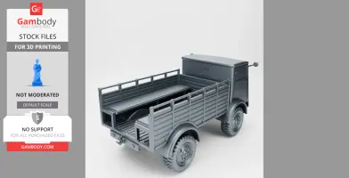 3D model of a Belgium Army Truck FN63c, with open cargo area, designed for 3D printing.