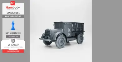 WW2 Brossel Artillery Tractor 3D model, 4x4 vehicle design, ready for 3D printing.