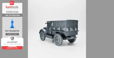 A detailed 3D model of a WW2 artillery tractor with a boxy rear compartment and rugged tires.