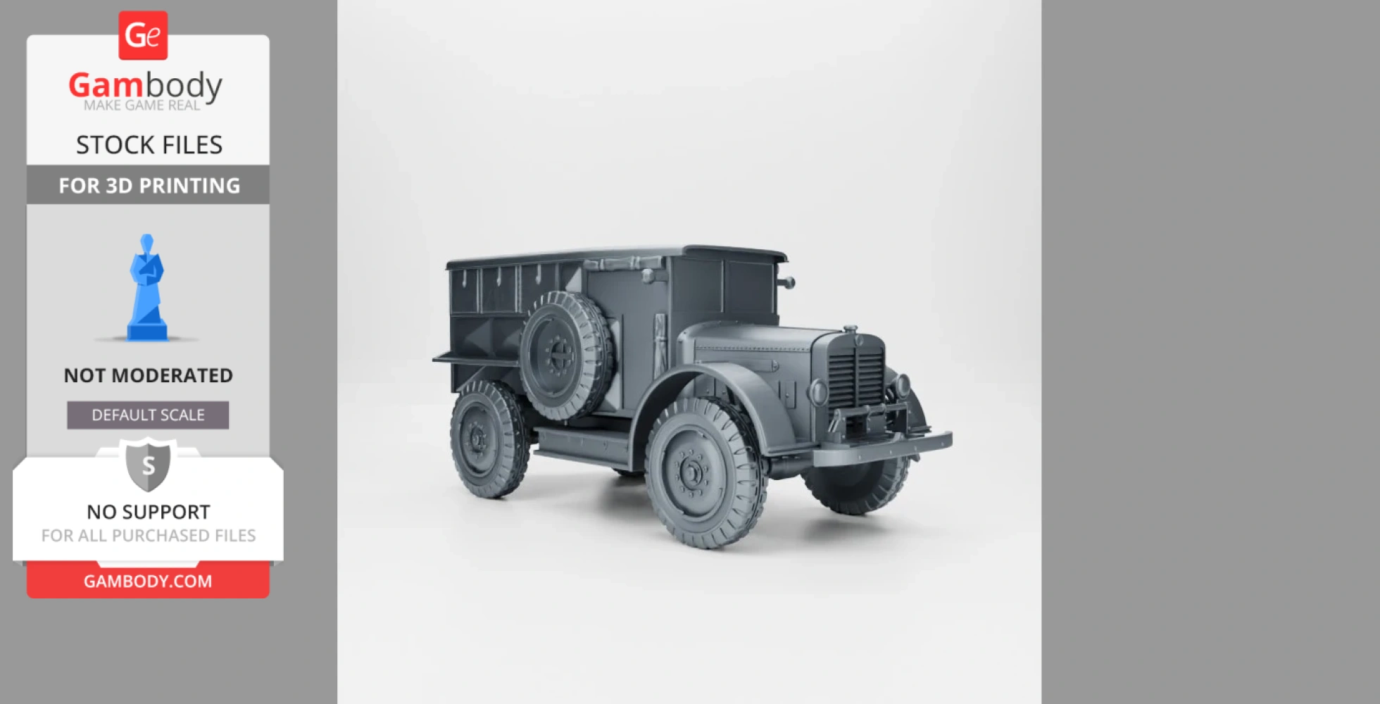 Artillery Tractor Brossel TAL 4x4; 3D printable WWII model with detailed wheels and body.