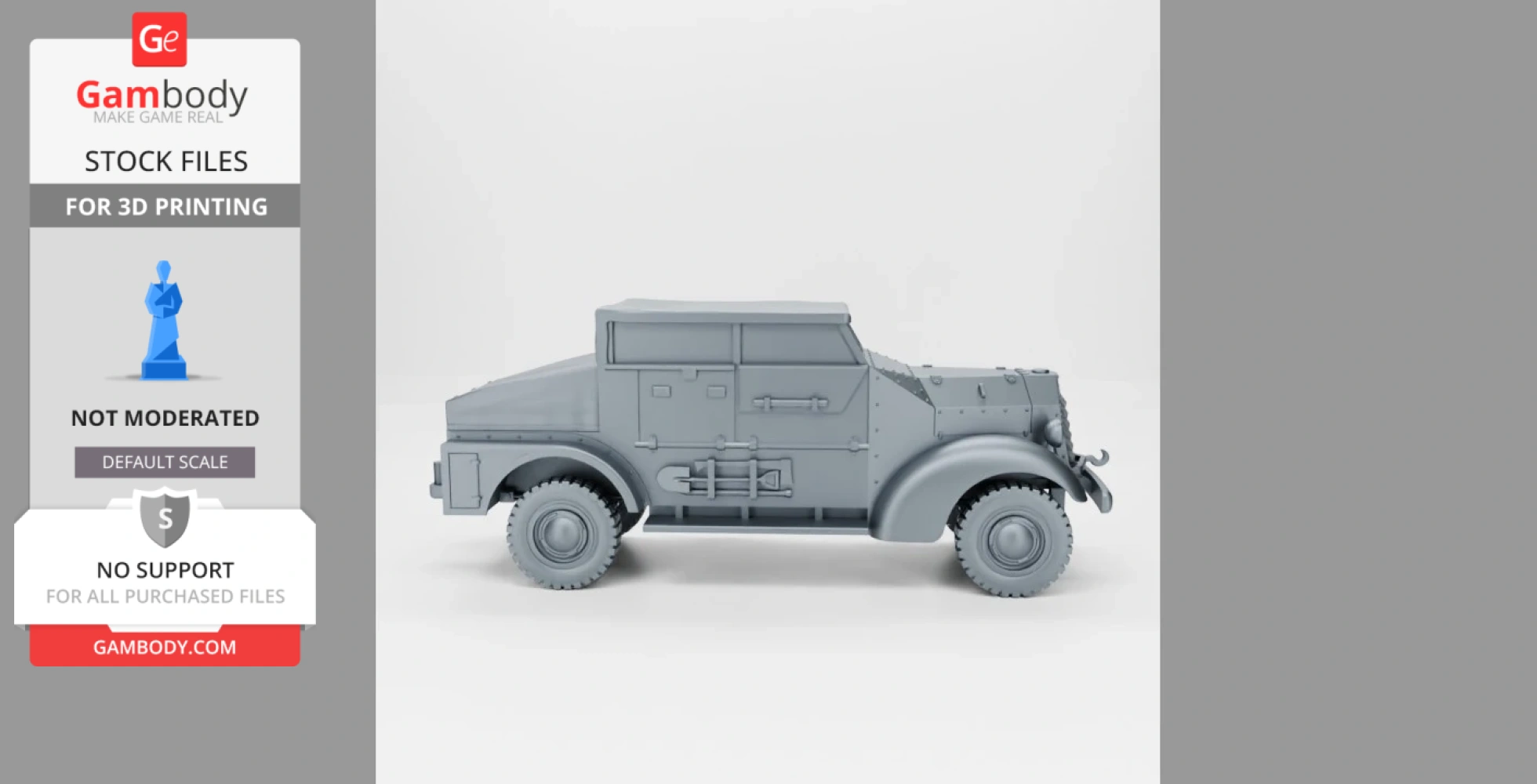 3D model of a World War II Ford Marmon-Herrington armored truck, side view.