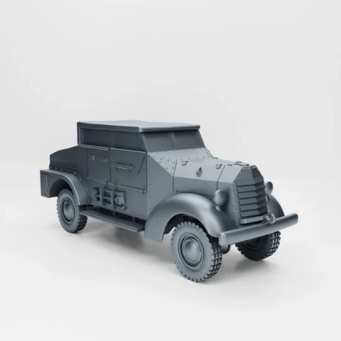 3D model of a Ford Marmon Herrington armored truck from WW2, displayed in gray for 3D printing.