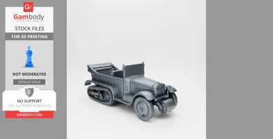 3D model of a Citroen-Kegresse P19 half-track vehicle for WWII, designed for 3D printing.