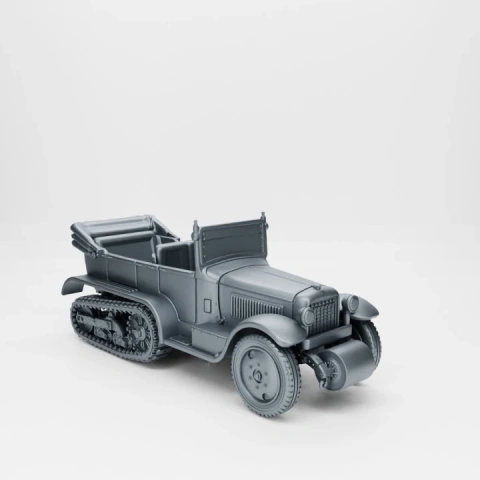 3D model of a WW2 Citroen-Kegresse P19 half-track vehicle, designed for 28mm scale printing.