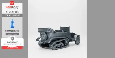 A 3D model of a Citroen-Kegresse half-track vehicle with tracks and spare tire, designed for 3D printing.