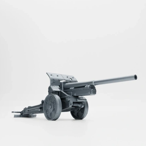3D model of a WW2 heavy field gun, 15 cm Kanone 16, designed for 3D printing.