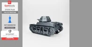3D model of a WW2-era Medium Tank ACG-1, detailed tracks, and turret, suitable for 3D printing.