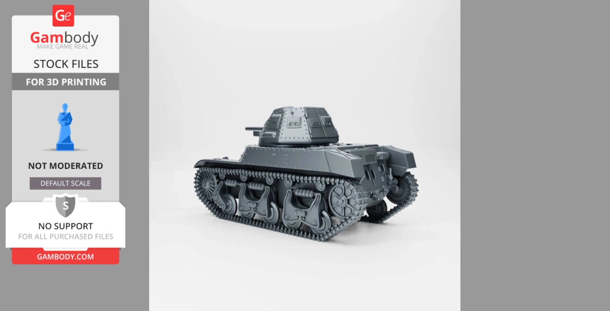 3D model of a WW2-era Medium Tank ACG-1, detailed tracks, and turret, suitable for 3D printing.