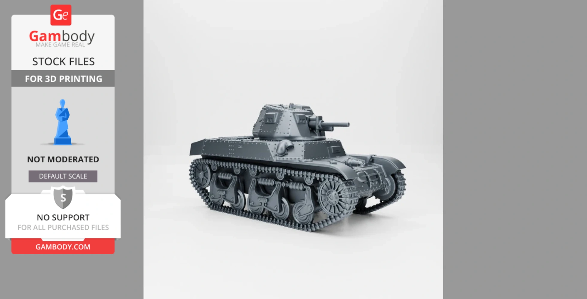 3D model of a WW2 Medium Tank ACG-1, detailed tracks and turret, for 3D printing.