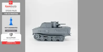 Detailed 3D model of a Vickers T13 tank hunter, side view, for 3D printing.
