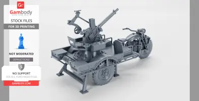 3D model of FN Tricar T3 with 13.2mm Browning AA gun, World War II style vehicle for printing.