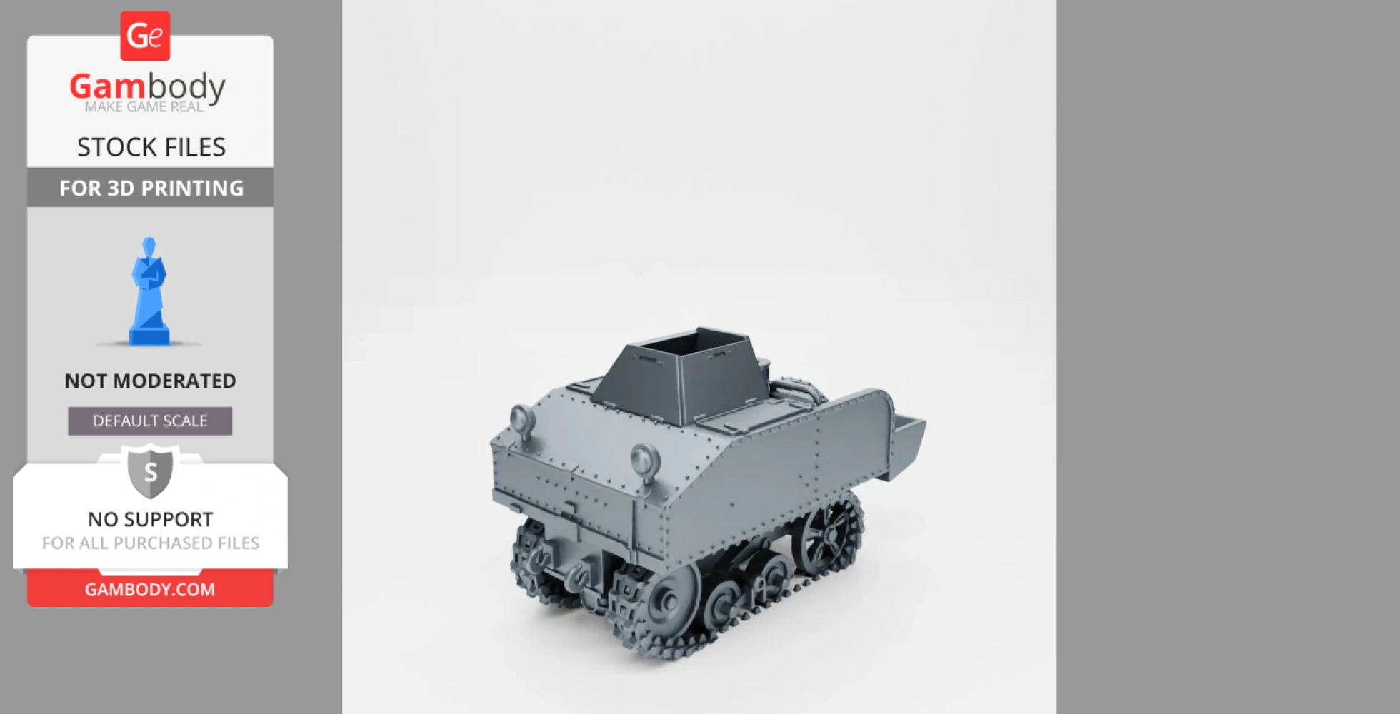 A detailed 3D model of a VCL Utility Tractor, featuring tracked wheels and riveted armor.