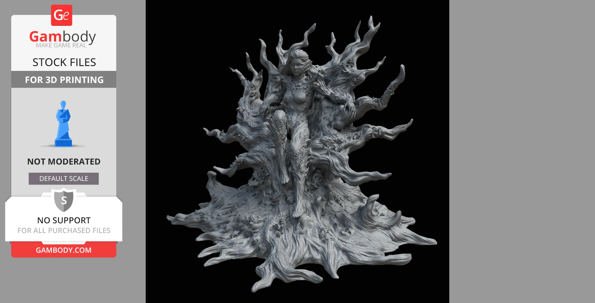 3D model of a figure enveloped by plant-like tendrils, inspired by Poison Ivy from DC Comics.