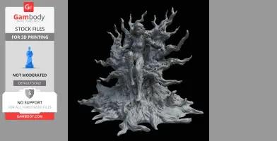 3D model of a figure enveloped by plant-like tendrils, inspired by Poison Ivy from DC Comics.