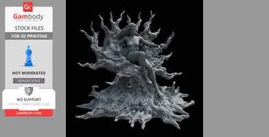 A detailed 3D model of Poison Ivy in a classic pose sitting on tree roots, inspired by DC Comics.