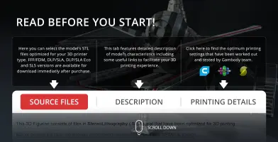 3D printing setup guide for TIE Defender Elite model, featuring STL files, descriptions, and printing details.
