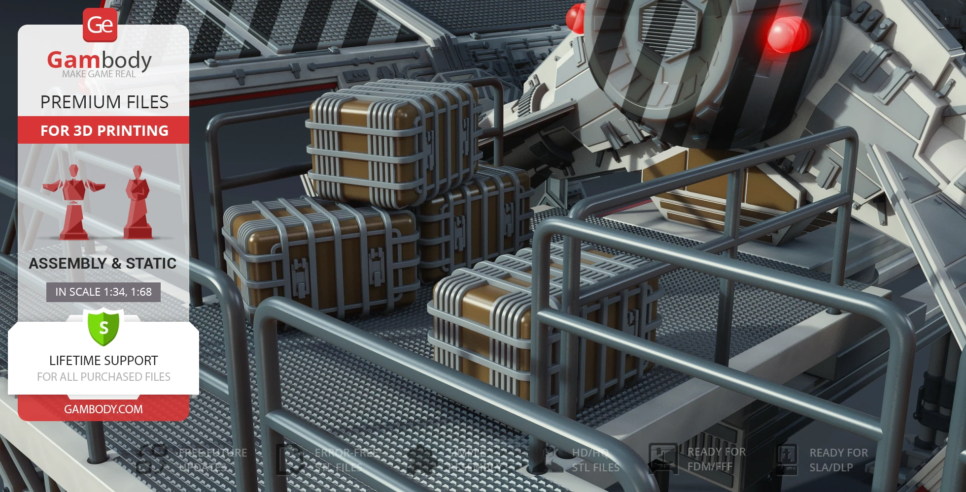 Star Wars TIE Defender Elite ship model with cargo boxes, ready for 3D printing.